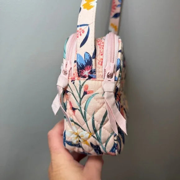 Vera Bradley Quilted Floral Crossbody Bag Peach Multi Double Zip Small Purse - Picture 4 of 11